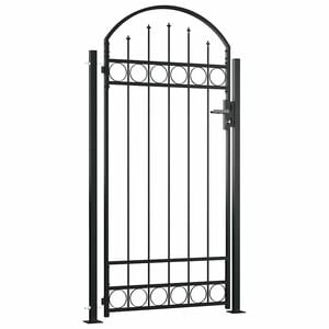 vidaXL Portail de cl&ocirc;ture ASSEN avec arc surbaiss&eacute; et 2 poteaux, 105 x 170 cm, noir