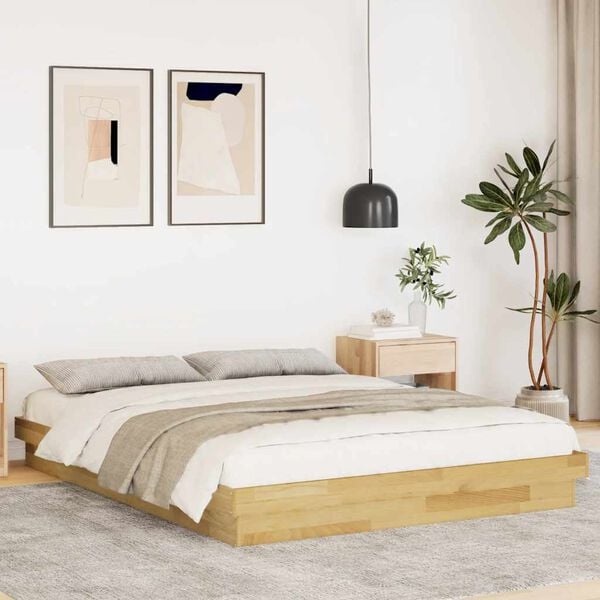 vidaXL Cadre de lit sans matelas 160x200 cm bois massif de chêne