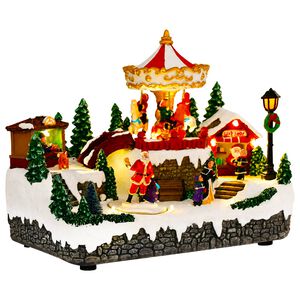 vidaXL Sc&egrave;ne de village de No&euml;l avec carrousel SALO
