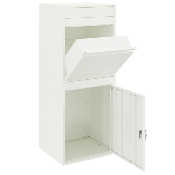 vidaXL Bo&icirc;te de d&eacute;p&ocirc;t de colis avec porte Blanc 41 x 38 x 103 cm Acier