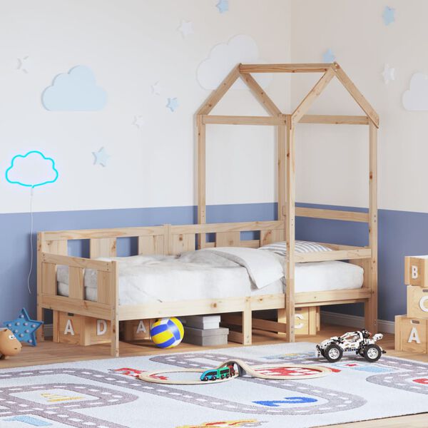 vidaXL Lit de jour avec toit sans matelas 90x200 cm bois massif