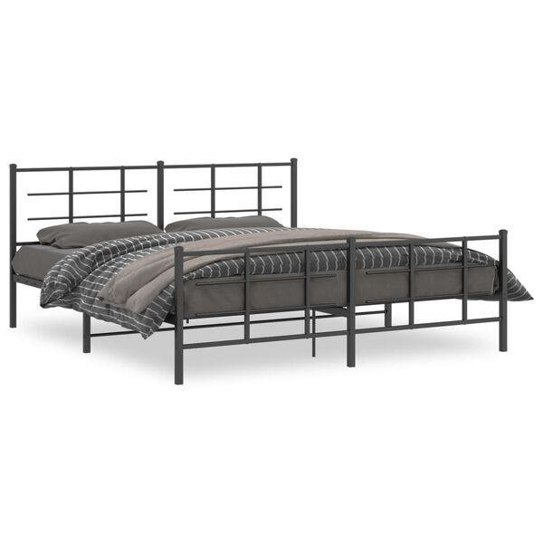 vidaXL Cadre de lit m&eacute;tal sans matelas avec pied de lit noir 183x213cm