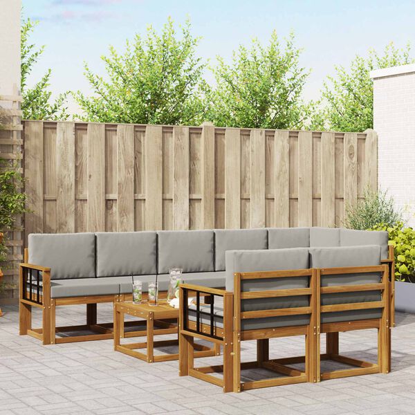 vidaXL Ensemble de canap&eacute;s d'ext&eacute;rieur 9 pcs Gris Naturel et Clair