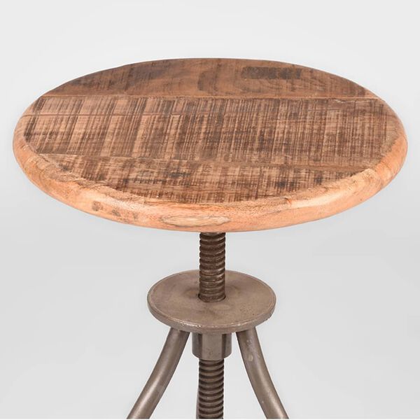 LABEL51 Tabouret Jaipur 35x35x46-75 cm Bois/Acier br&ucirc;l&eacute;