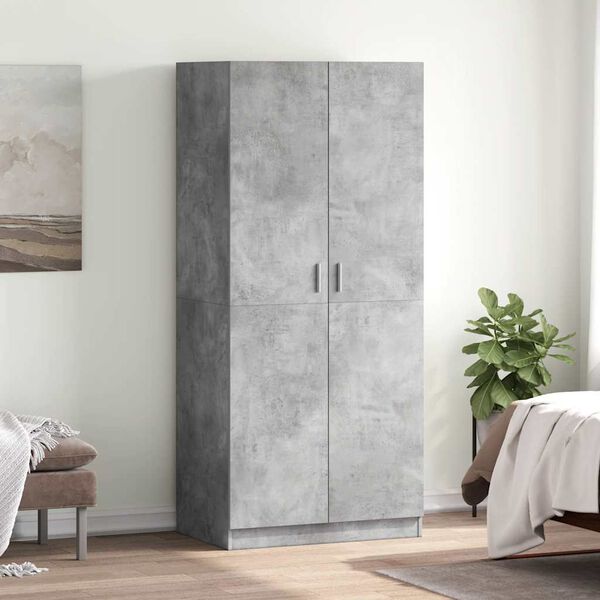 vidaXL Garde-robe Gris b&eacute;ton 80x52x180 cm Bois d&rsquo;ing&eacute;nierie