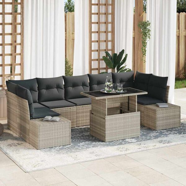 vidaXL Ensemble de canapé de jardin 8 pcs Gris clair et gris foncé