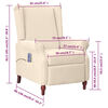 vidaXL Fauteuil inclinable de massage Crème Tissu