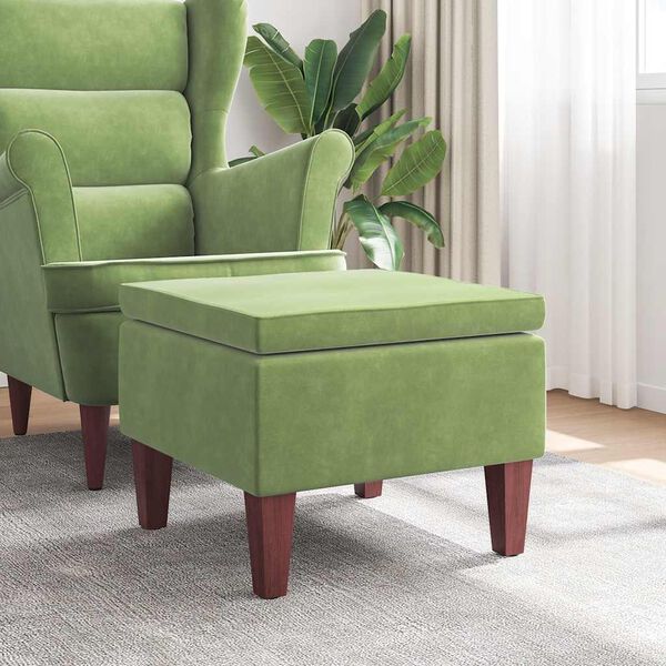 vidaXL Tabouret avec pieds en bois Vert clair Velours