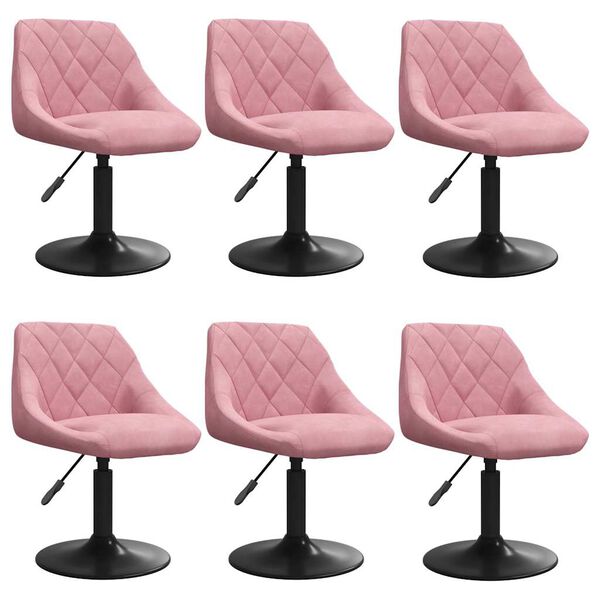 vidaXL Chaises pivotantes à manger lot de 6 rose velours