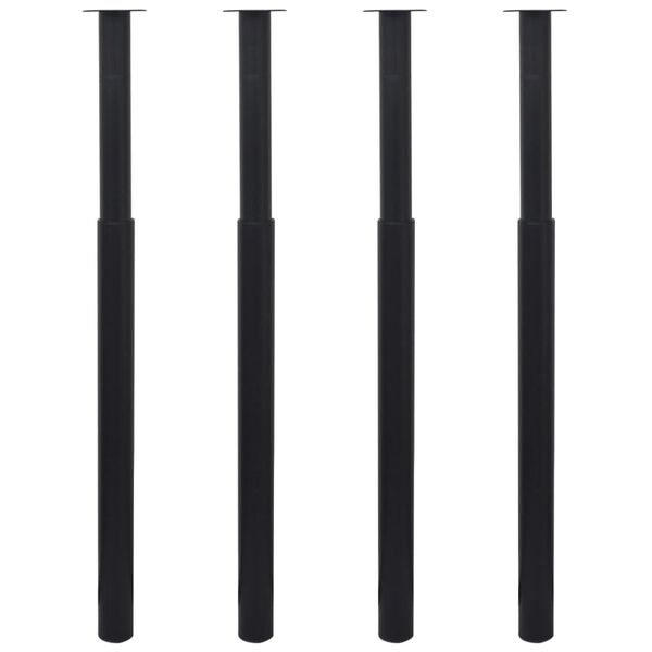 vidaXL Pieds de table télescopiques 4 pcs Noir 710 mm - 1100 mm