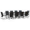 vidaXL Ensemble de salle &agrave; manger pour jardin 11 pc Noir Acier