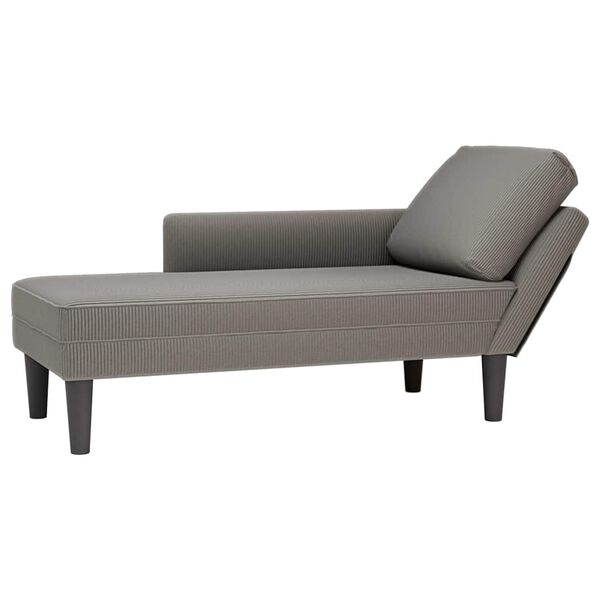 vidaXL Chaise longue avec coussin gris clair tissu en velours côtelé