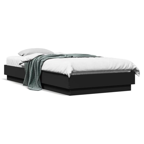 vidaXL Cadre de lit sans matelas avec lumi&egrave;res LED noir 100x200 cm