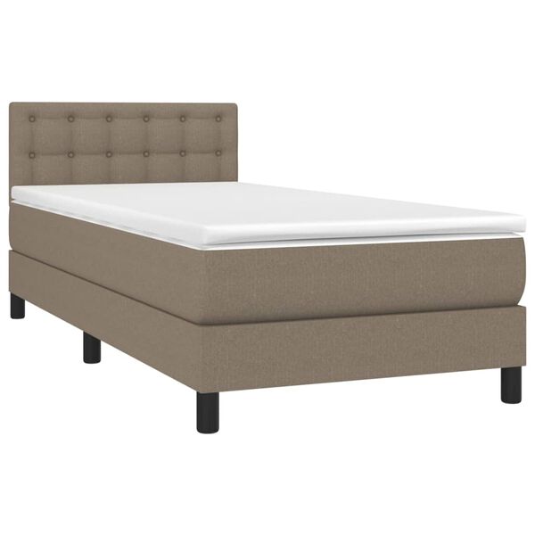 vidaXL Sommier &agrave; lattes de lit avec matelas LED Taupe 90x190 cm Tissu