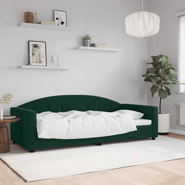vidaXL Lit de repos sans matelas vert fonc&eacute; 90x200 cm velours