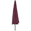 vidaXL Parasol de jardin avec lumi&egrave;res LED m&acirc;t en m&eacute;tal rouge bordeaux
