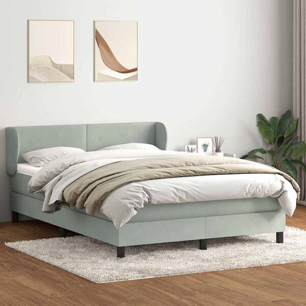 vidaXL Sommier &agrave; lattes de lit et matelas gris clair 160x220cm velours