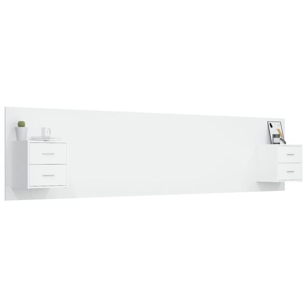 vidaXL Tête de lit avec armoires Blanc Bois d'ingénierie