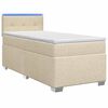 vidaXL Lit de box spring avec matelas et LED Cr&egrave;me 90 x 190 cm Tissu