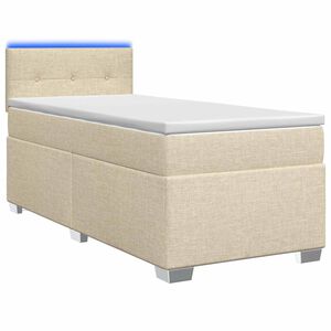 vidaXL Lit de box spring avec matelas et LED Cr&egrave;me 90 x 190 cm Tissu
