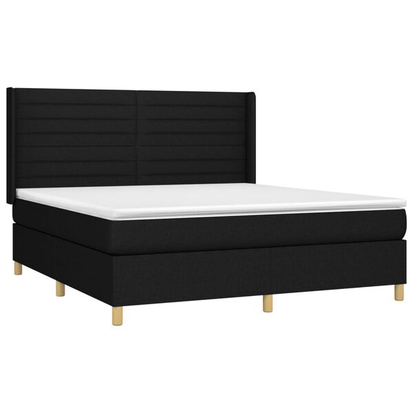 vidaXL Sommier &agrave; lattes de lit avec matelas Noir 160x200 cm Tissu