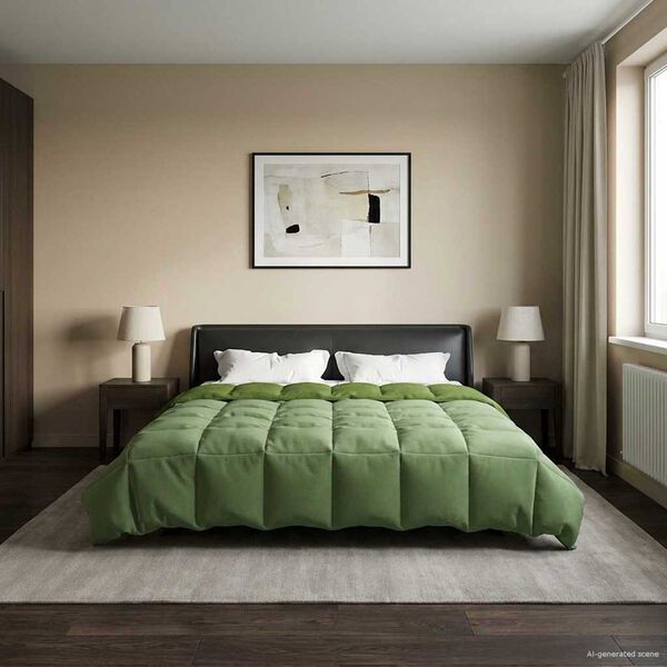 vidaXL Duvet d'hiver Matelass&eacute; Vert 200 x 200 cm Microfibre