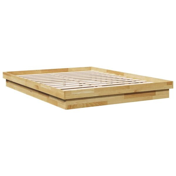 vidaXL Cadre de lit sans matelas 135x190 cm bois massif de ch&ecirc;ne