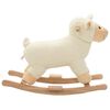 vidaXL Mouton &agrave; bascule Peluche 78x34x58 cm Blanc