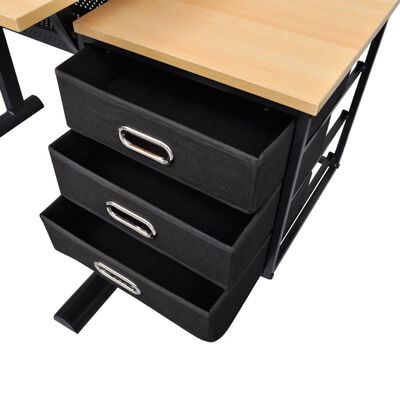 vidaXL Table à dessin inclinable à 3 tiroirs avec tabouret