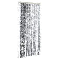 vidaXL Rideau anti-mouches gris et noir et blanc 90x220 cm chenille