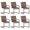 vidaXL Chaises &agrave; manger cantilever lot de 6 marron cuir v&eacute;ritable