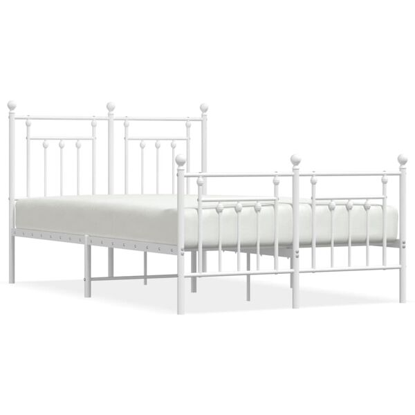 vidaXL Cadre de lit métal sans matelas et pied de lit blanc 120x200 cm