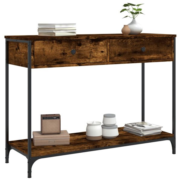 vidaXL Table console ch&ecirc;ne fum&eacute; 100x34,5x75 cm bois d'ing&eacute;nierie