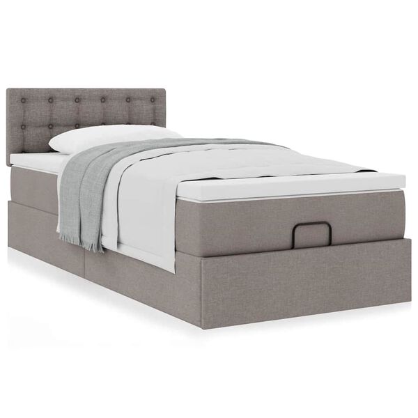 vidaXL Cadre de lit ottoman avec matelas taupe 90x190 cm tissu