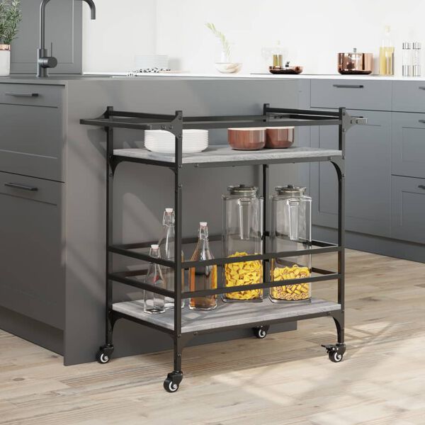 vidaXL Chariot de cuisine sonoma gris 82x40x78,5 cm bois d'ingénierie