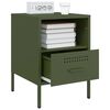 vidaXL Table de chevet vert olive 36x39x50,5 cm acier