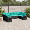 vidaXL Salon de jardin 9 pcs avec coussins noir r&eacute;sine tress&eacute;e