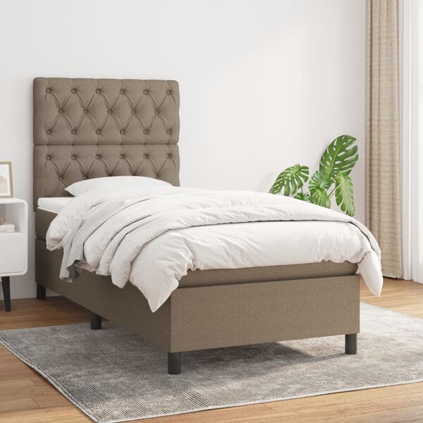 vidaXL Sommier &agrave; lattes de lit avec matelas Taupe 80x200 cm Tissu