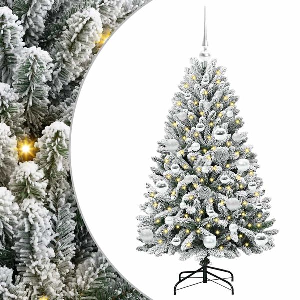 vidaXL Sapin de No&euml;l artificiel Vert et blanc 120 cm PVC et m&eacute;tal