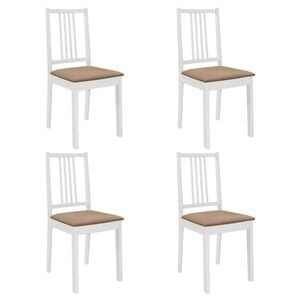 vidaXL Chaises &agrave; manger avec coussins lot de 4 blanc bois solide