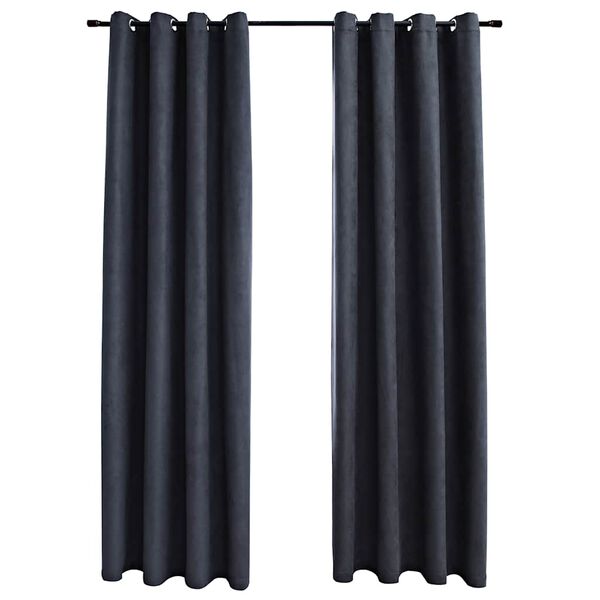 vidaXL Rideaux occultants avec anneaux M&eacute;tal 2pcs Anthracite 140x175cm