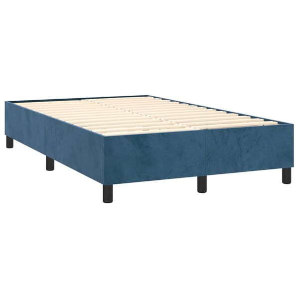 vidaXL Sommier &agrave; lattes de lit et matelas bleu fonc&eacute; 120x190cm velours