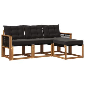 vidaXL Ensemble de canap&eacute;s d'ext&eacute;rieur 4 pcs Naturel et noir
