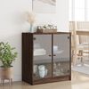 vidaXL Armoire lat&eacute;rale avec portes en verre ch&ecirc;ne marron 68x37x75,5cm
