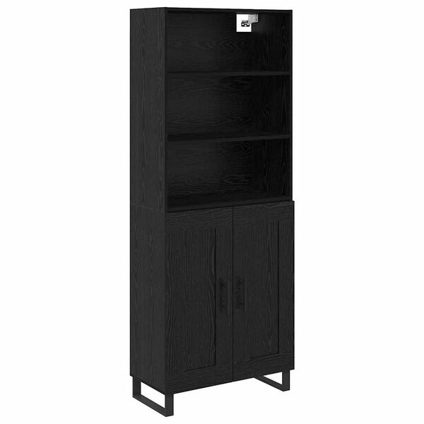 vidaXL Haut Armoire Ch&ecirc;ne noir 69,5 x 34 x 180 cm Bois d'ing&eacute;nierie