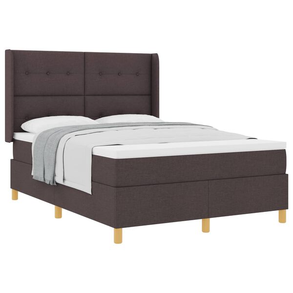 vidaXL Lit &agrave; ressorts avec matelas Marron fonc&eacute; 160 x 200 cm tissu