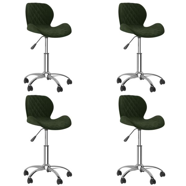 vidaXL Chaises pivotantes &agrave; manger lot de 4 Vert fonc&eacute; Velours