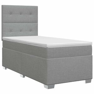 vidaXL Lit boxspring avec matelas Gris clair 90 x 190 cm Tissu