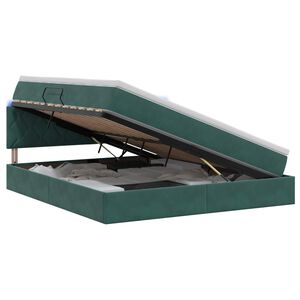 vidaXL Lit de rangement LED avec matelas Vert fonc&eacute; 140 x 200 cm