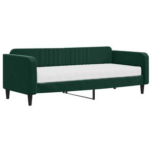 vidaXL Lit de jour avec matelas vert fonc&eacute; 90x200 cm velours